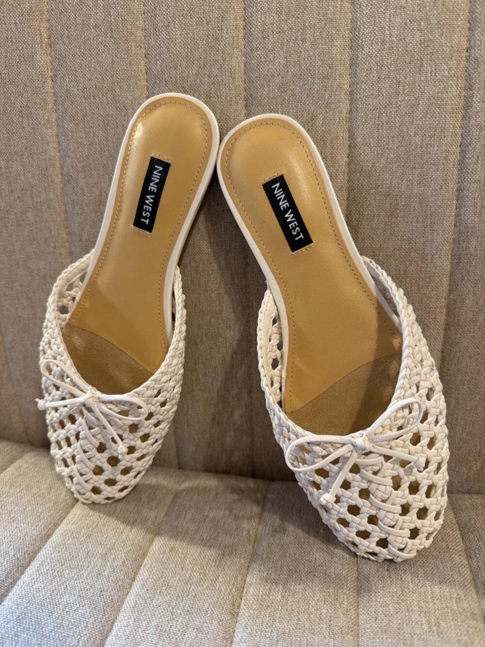 NWOT Nine West White Woven Ballet Flats, Size 7